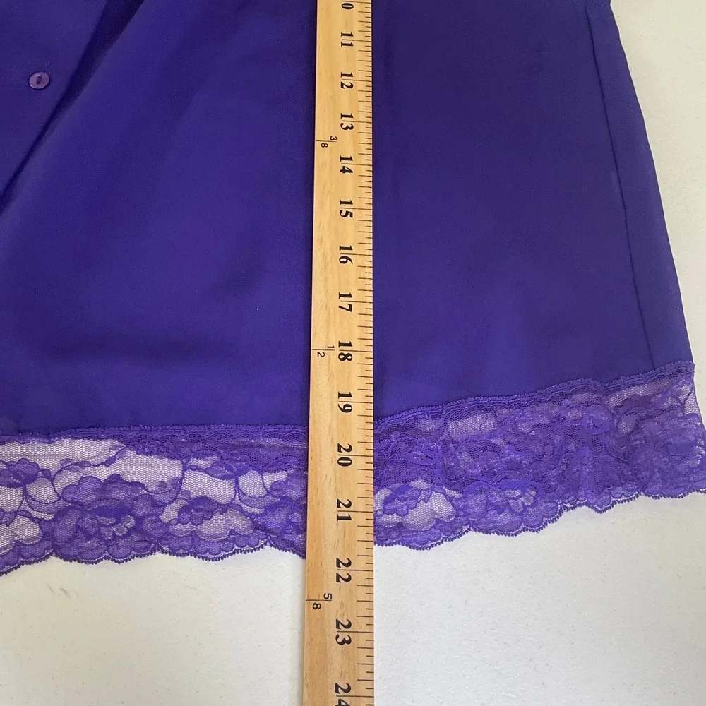 Vintage Val Mode Lingerie Pajama Shorts Set Women L Purple‎ Lace Trim Coquette